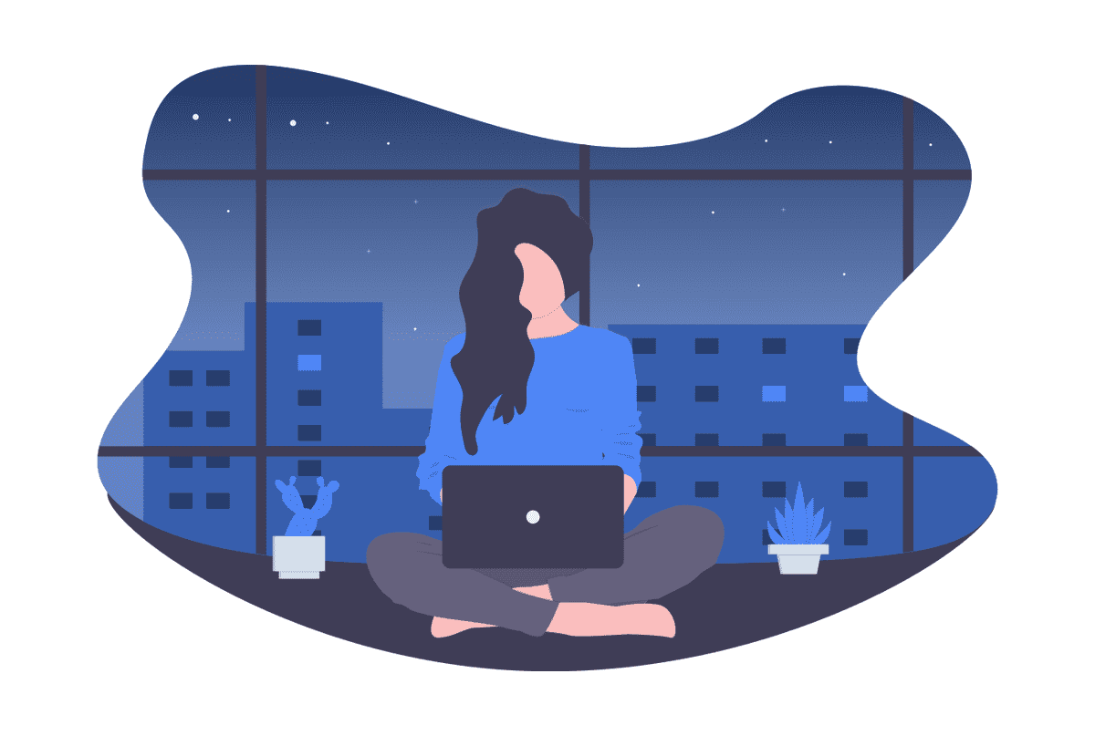 Frontend developer on her computer late at night